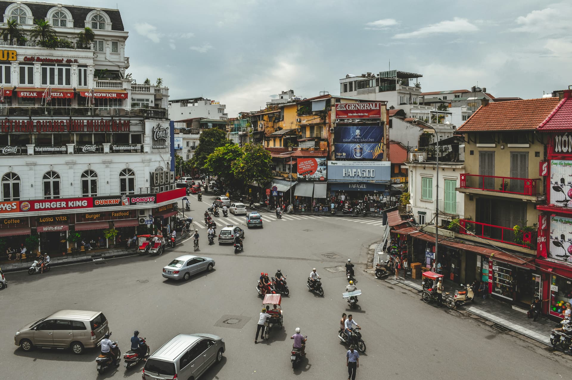 Sipping Coffee above the intersection in Hanoi, Vietnam
